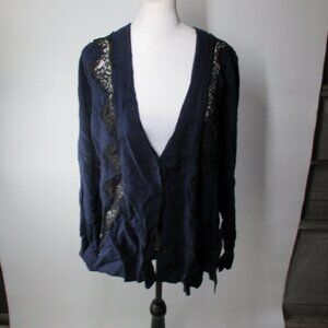 Juicy Couture Women's Blue Black Lace Cardigan Size XL